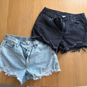 Aerie Black and Light Blue Jean Shorts - Lot of Two Pairs